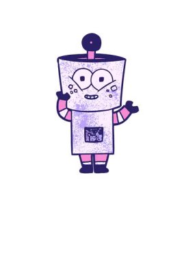 Uyanın ve mutlu çizgi film robotunun selamlaşmasını canlandırın.