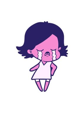 Çizgi film kızı ağlarken dönen hareket animasyonu