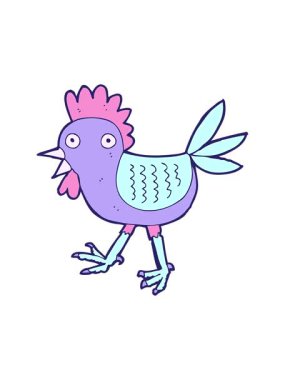 Komik tavuk çizgi filminin basınçlı animasyonu