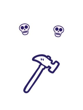 Çizgi film çekiç simgesinin dönen kafatası animasyonu