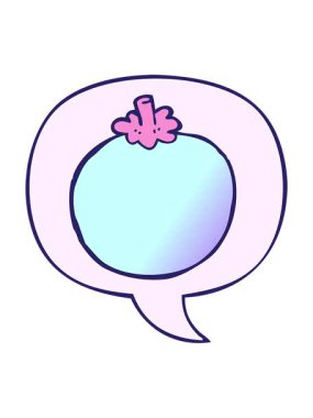 Çizgi film domatesini konuşma baloncuğuyla pürüzsüz bir gradyan tarzında durdurup duraklat