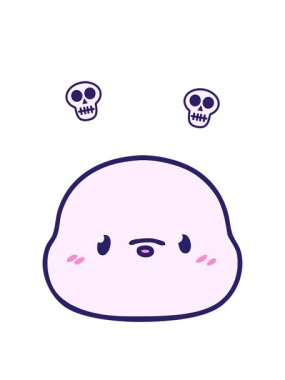 Küçük fok suratlı şirin bir karikatürün kafatası animasyonu.