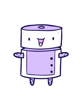 Sevimli çizgi film robotunun neon ışık efekti animasyonu