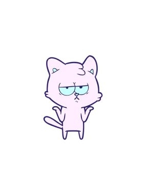 Sıkılmış çizgi film kedisinin gösterişli satış animasyonu