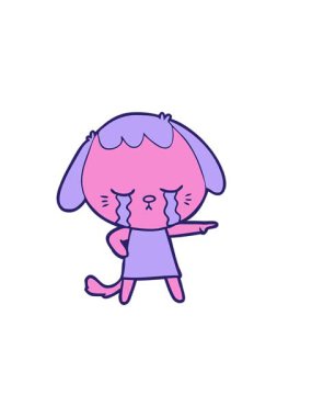 Ağlayan köpek çizgi filminin yatay titreşimli animasyonu