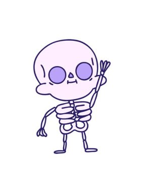 Dost canlısı bir iskelet dalgasının çizgi filminin animasyonu