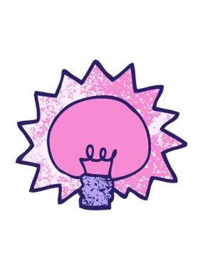 Parlak ışık efekti animasyonu grunge desenli çizim çizgi film parlak ampulü