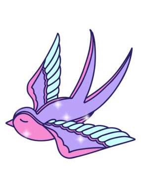 Dövmenin geleneksel bir kırlangıç tarzında simli etkisi