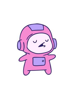 Bir kawaii yakışıklı astronot çocuğun çizgi film çiziminin hareketli animasyonu.