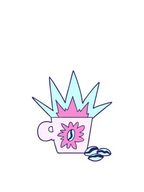 Kalk ve karikatür espresso kahvenin animasyonunu yüzdür.