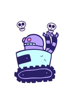 Çizgi film karalama robotunun kafatası animasyonu