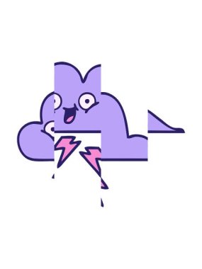 Bir fırtına bulutunun karikatür çiziminin bölünen hareketi