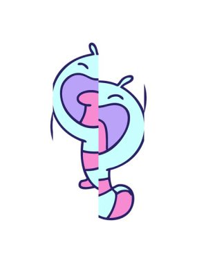 Küçük, mutlu bir tırtıl solucanının karikatürü.