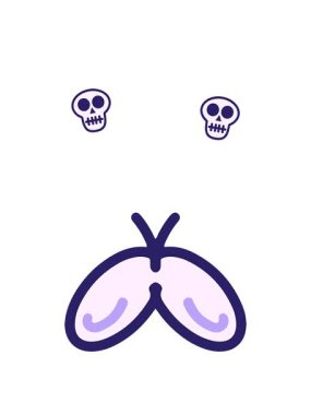 basit ve cesur bir kelebeğin kafatası animasyonu