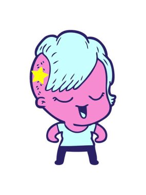 Parlayan yıldızlar mutlu çizgi film kızı imajının animasyonunu etkiler.