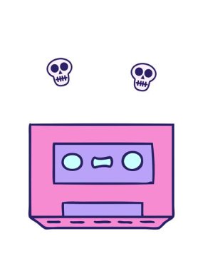 el çizimlerinin kafatası animasyonları eski bir kasetin karalamaları