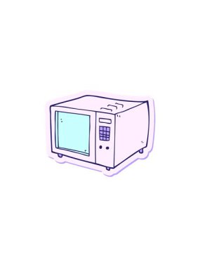 Bir karikatür mikrodalga çıkartmasının satış flaş animasyonu