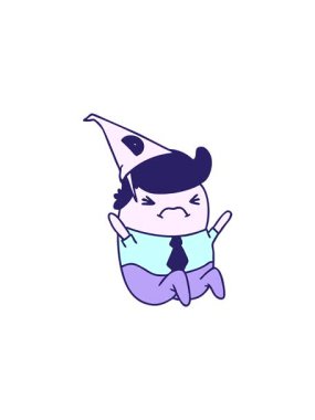 El animasyonu. Çizgi film kawaii adamı şapkalı.