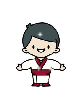 Geleneksel giyinmiş kollarını açmış Japon bir adamın ışıltı etkisi.