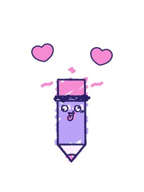 Kalem Tebeşirinin dönen kalp animasyonu Resim çizimi