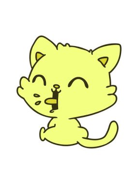 Şirin kawaii kedisinin serbest çizgi filminin renk animasyonu değişiyor