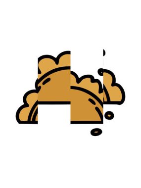 Geleneksel kızarmış Brezilya Fogazza hamur işi çizgi filminin bölünmüş hareket animasyonu