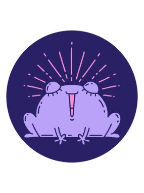 Dövme stili mutlu kurbağa tasarımının hareketli animasyonu