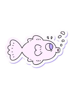 Garip bir el çizimi çizgi film balığının çizgi film efektinin canlandırması