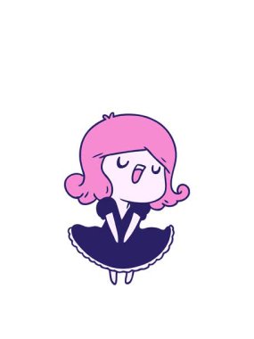 Şarkı söyleyen tatlı bir kawai kızının çizgi film canlandırmasının zıplama hareketi.