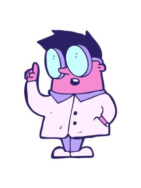 Çizgi film bilimcisinin hareketli animasyonu