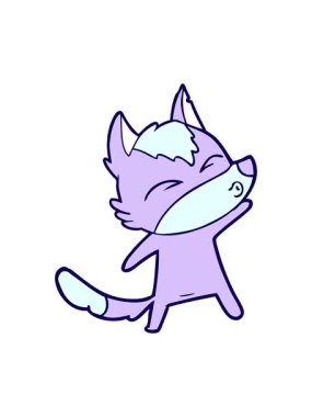 Çizgi film kurdu somurtmasının neon ışık efekti.