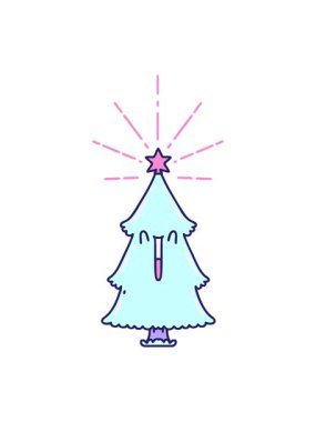 Parlak ışık efekti yıldızlı Noel ağacının animasyonu