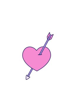 Yatay titreşimli dövmenin ok ve kalp stilinde canlandırması