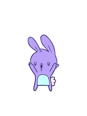 Yanıp sönen radyal çizgiler sevimli çizgi film karalama tavşanının animasyonu