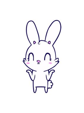 Sevimli tavşan tasarımının neon ışık efekti animasyonu