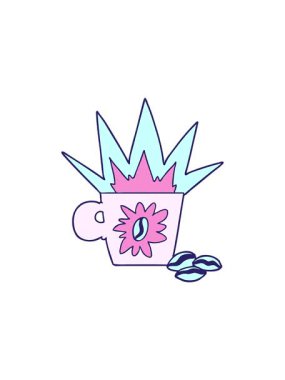 karikatür espresso kahvenin radyoaktif parlak animasyonu