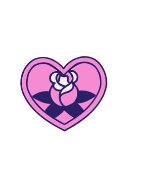 Dövmenin geleneksel kalp ve çiçek stilinde yatay titreşimli animasyonu