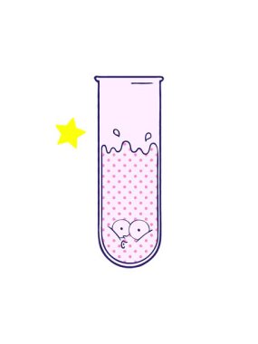 Parıldayan yıldızlar çizgi film sürpriz test tüpünün animasyonunu etkiler.