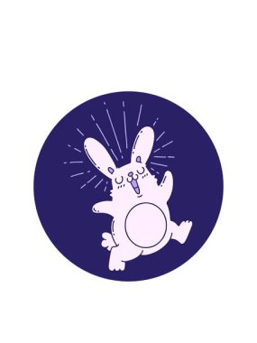 Yanıp sönen radyal çizgiler. Dövme stili bir ikonun canlandırması. Zıplayan tavşan.