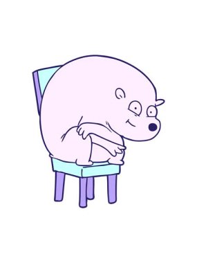 Sandalyedeki mutlu kutup ayısının hareketli animasyonu