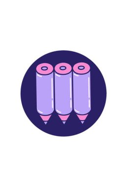 Renkli kalemlerin dövme stili resminin yatay titreşimli animasyonu