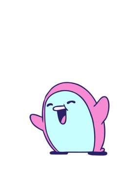 Penguen Kawaii 'nin zıplama animasyonu şirin çizgi film
