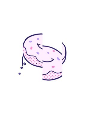 Şekerli çizgi film çöreğinin bölünmüş hareketi.