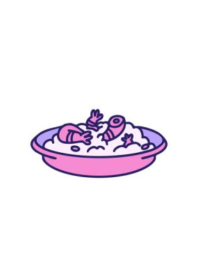 Yanıp sönen radyal çizgiler geleneksel Brezilya vatapa karides tabağı çiziminin animasyonu