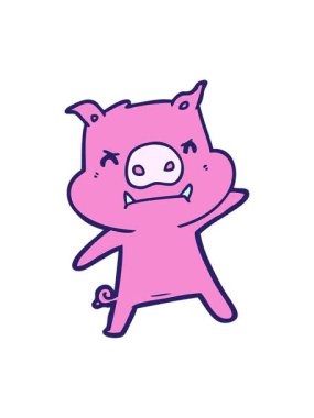 Kızgın domuz karakterinin basınçlı animasyonu