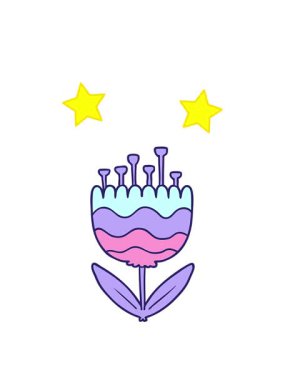 dönen yıldızlar çizgi film desenli çiçeğin animasyonu