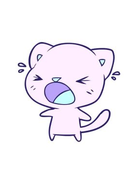 Tatlı çizgi film kedisinin ağlamasının animasyonunu görüntüle