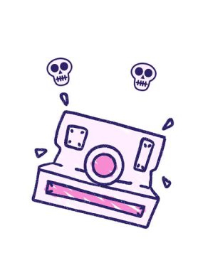 dönen kafatası animasyonu Anında Kamera Tebeşir Çizimi