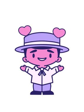 Geleneksel kıyafet karikatüründeki Brezilyalı adamın dönen kalp animasyonu