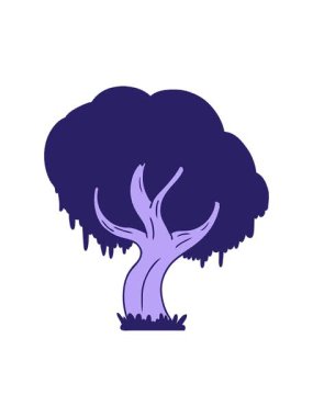 el çizimi çizgi film karalaması yeşil bir ağacın karalaması